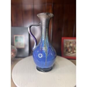 Edgecomb Pottery Pitcher Jug Vase Drip Glaze Blue/Green/Gray/Purple Signed 10.75